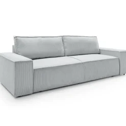 Divano letto 3 posti 257x106cm velluto a coste grigio chiaro Snuggle