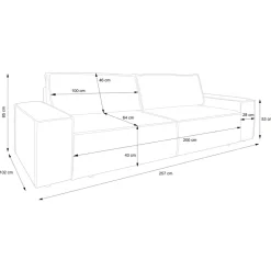 Divano letto 3 posti 257x106cm velluto a coste grigio chiaro Snuggle