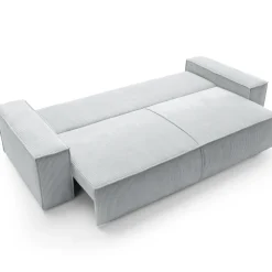 Divano letto 3 posti 257x106cm velluto a coste grigio chiaro Snuggle
