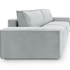 Divano letto 3 posti 257x106cm velluto a coste grigio chiaro Snuggle
