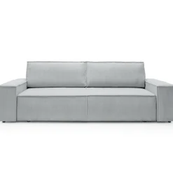 Divano letto 3 posti 257x106cm velluto a coste grigio chiaro Snuggle