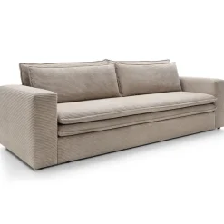 Divano letto 3 posti 244x95cm velluto a coste tortora Restful