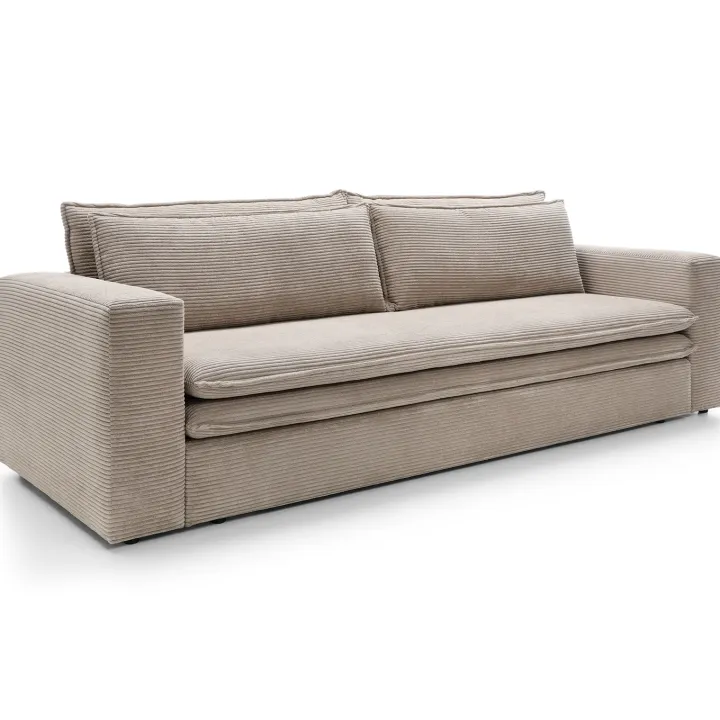 Divano letto 3 posti 244x95cm velluto a coste tortora Restful