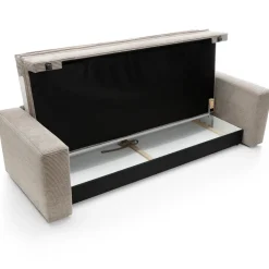 Divano letto 3 posti 244x95cm velluto a coste tortora Restful