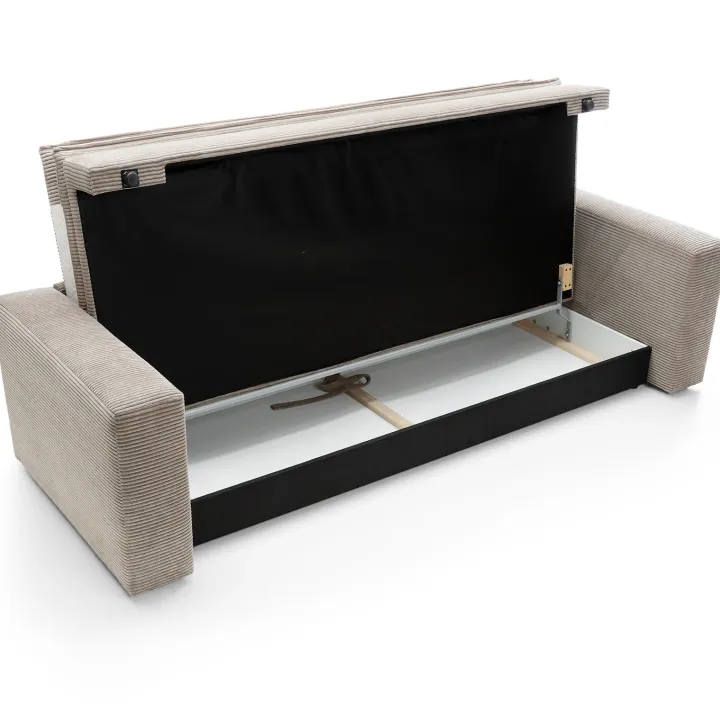 Divano letto 3 posti 244x95cm velluto a coste tortora Restful