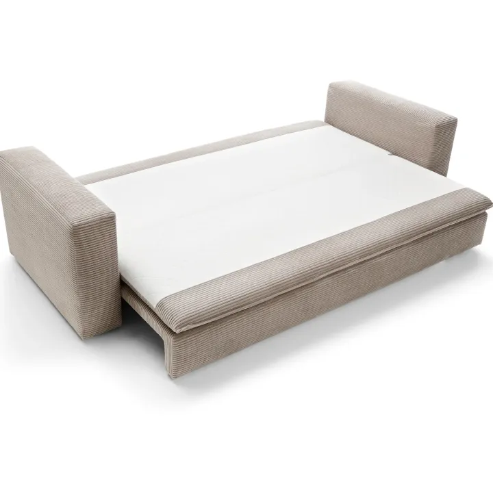 Divano letto 3 posti 244x95cm velluto a coste tortora Restful