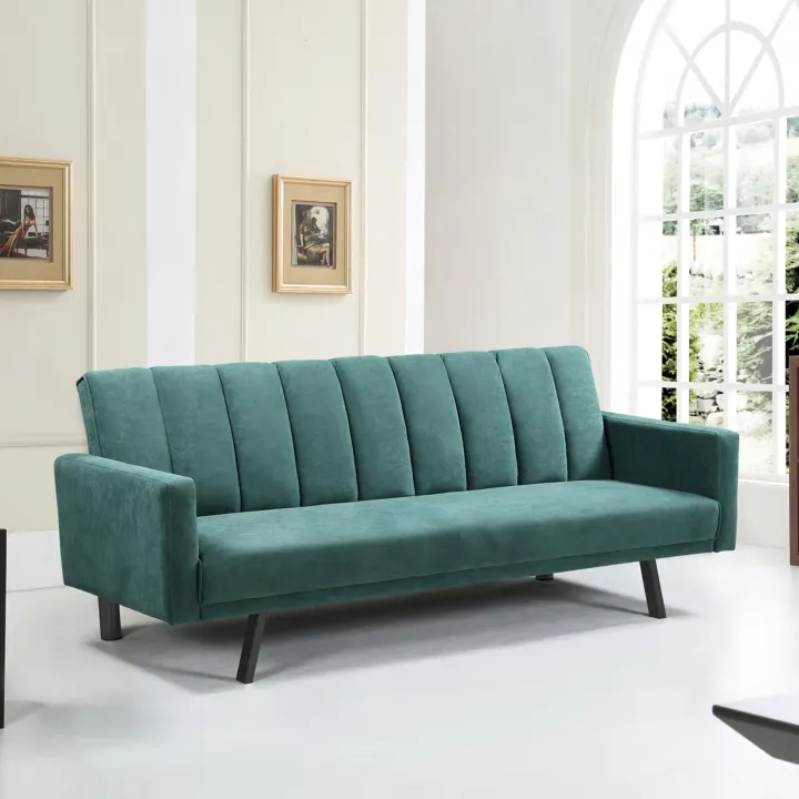 Divano letto 3 posti 192x82 cm velluto verde scuro Nespolo