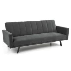 Divano letto 3 posti 192x82 cm velluto grigio scuro Nespolo