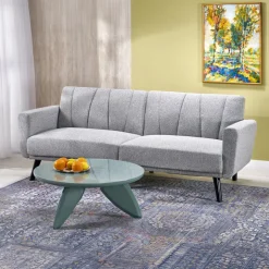 Divano letto reclinabile 3 posti 200x55cm grigio nero Aron