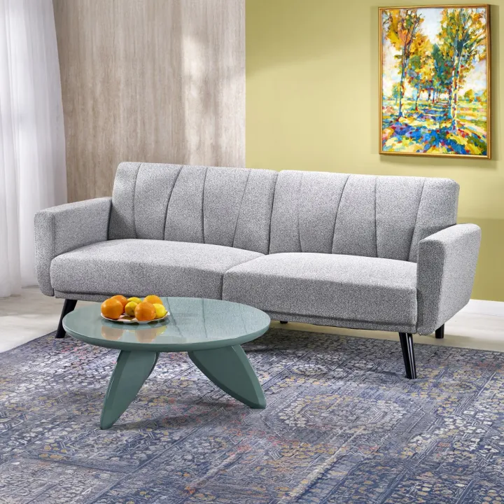 Divano letto reclinabile 3 posti 200x55cm grigio nero Aron
