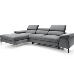 Divano letto regolabile angolare sinistra 4 posti 288x182cm tessuto grigio chiaro Loungey