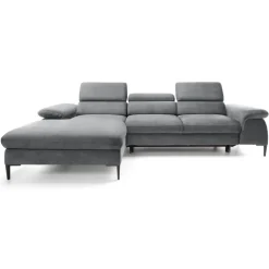 Divano letto regolabile angolare sinistra 4 posti 288x182cm tessuto grigio chiaro Loungey