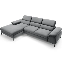 Divano letto regolabile angolare sinistra 4 posti 288x182cm tessuto grigio chiaro Loungey