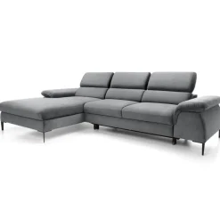 Divano letto regolabile angolare sinistra 4 posti 288x182cm tessuto grigio chiaro Loungey