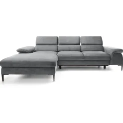 Divano letto regolabile angolare sinistra 4 posti 288x182cm tessuto grigio chiaro Loungey