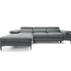 Divano letto regolabile angolare sinistra 4 posti 288x182cm tessuto grigio chiaro Loungey