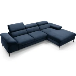 Divano letto regolabile angolare destra 4 posti 288x182cm tessuto blu Loungey