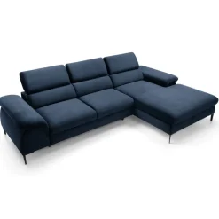 Divano letto regolabile angolare destra 4 posti 288x182cm tessuto blu Loungey