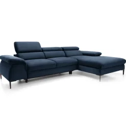 Divano letto regolabile angolare destra 4 posti 288x182cm tessuto blu Loungey