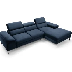 Divano letto regolabile angolare destra 4 posti 288x182cm tessuto blu Loungey