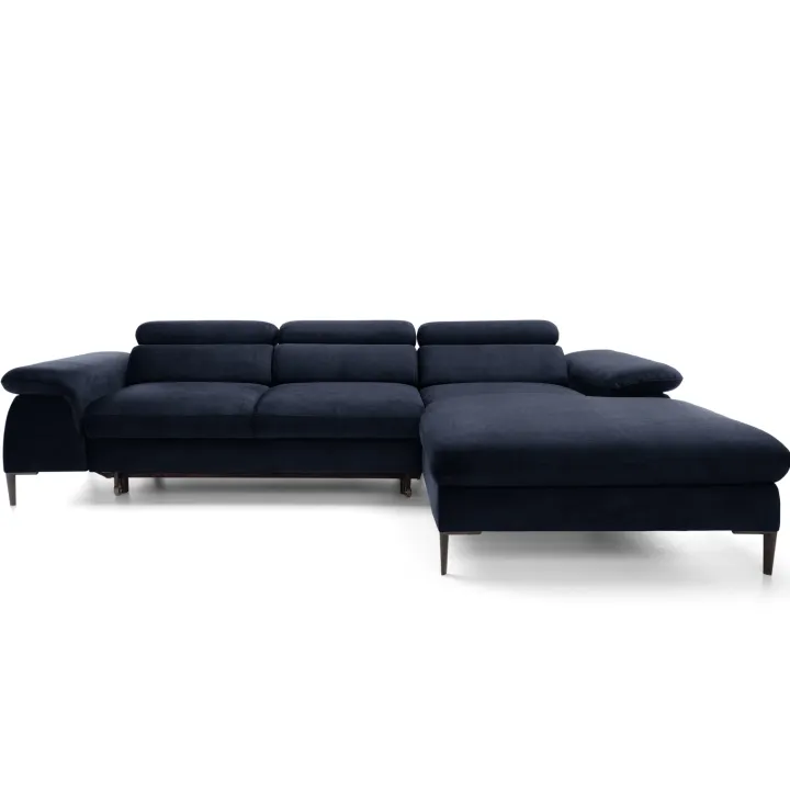 Divano letto regolabile angolare destra 4 posti 288x182cm tessuto blu Loungey