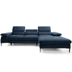 Divano letto regolabile angolare destra 4 posti 288x182cm tessuto blu Loungey