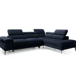 Divano letto regolabile angolare destra 5 posti 280x214cm tessuto blu Snuggity