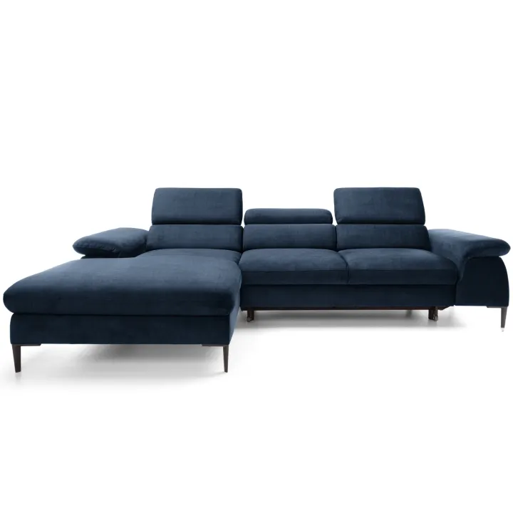 Divano letto regolabile angolare sinistra 4 posti 288x182cm tessuto blu Loungey