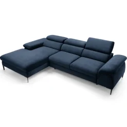 Divano letto regolabile angolare sinistra 4 posti 288x182cm tessuto blu Loungey
