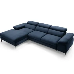 Divano letto regolabile angolare sinistra 4 posti 288x182cm tessuto blu Loungey