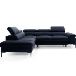 Divano letto regolabile angolare sinistra 5 posti 280x214cm tessuto blu Snuggity