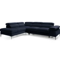 Divano letto regolabile angolare sinistra 5 posti 280x214cm tessuto blu Snuggity