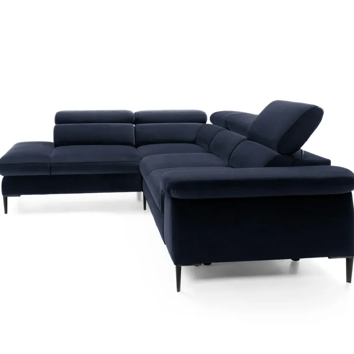 Divano letto regolabile angolare sinistra 5 posti 280x214cm tessuto blu Snuggity