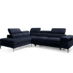 Divano letto regolabile angolare sinistra 5 posti 280x214cm tessuto blu Snuggity