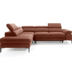 Divano letto regolabile angolare sinistra 5 posti 280x214cm tessuto arancio corallo Snuggity