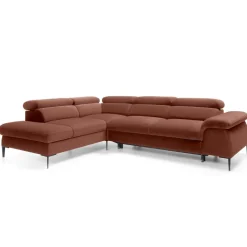 Divano letto regolabile angolare sinistra 5 posti 280x214cm tessuto arancio corallo Snuggity