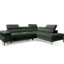 Divano letto regolabile angolare destra 5 posti 280x214cm tessuto verde Snuggity