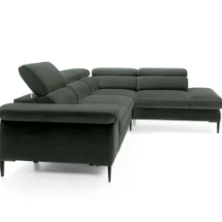 Divano letto regolabile angolare destra 5 posti 280x214cm tessuto verde Snuggity