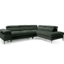 Divano letto regolabile angolare destra 5 posti 280x214cm tessuto verde Snuggity
