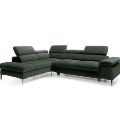 Divano letto regolabile angolare sinistra 5 posti 280x214cm tessuto verde Snuggity
