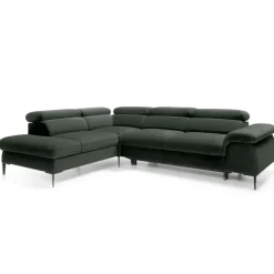 Divano letto regolabile angolare sinistra 5 posti 280x214cm tessuto verde Snuggity