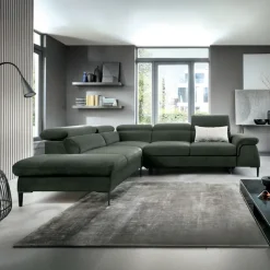 Divano letto regolabile angolare sinistra 5 posti 280x214cm tessuto verde Snuggity