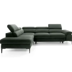 Divano letto regolabile angolare sinistra 5 posti 280x214cm tessuto verde Snuggity