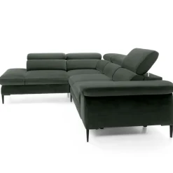 Divano letto regolabile angolare sinistra 5 posti 280x214cm tessuto verde Snuggity