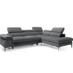 Divano letto regolabile angolare destra 5 posti 280x214cm tessuto grigio Snuggity