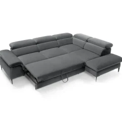 Divano letto regolabile angolare destra 5 posti 280x214cm tessuto grigio Snuggity