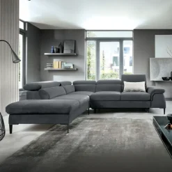 Divano letto regolabile angolare sinistra 5 posti 280x214cm tessuto grigio Snuggity