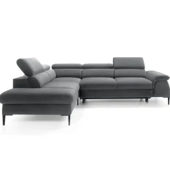 Divano letto regolabile angolare sinistra 5 posti 280x214cm tessuto grigio Snuggity