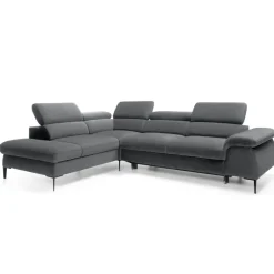 Divano letto regolabile angolare sinistra 5 posti 280x214cm tessuto grigio Snuggity