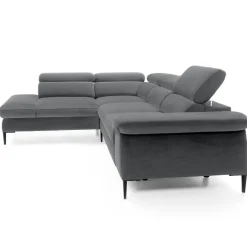 Divano letto regolabile angolare sinistra 5 posti 280x214cm tessuto grigio Snuggity
